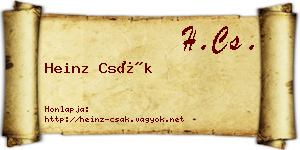 Heinz Csák névjegykártya